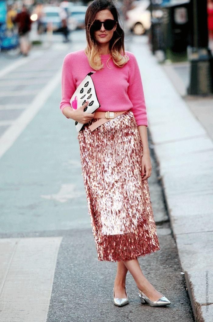 Street Style: The Latest News and Photos Street Style: The Latest News and Photos - sequin skirt outfit