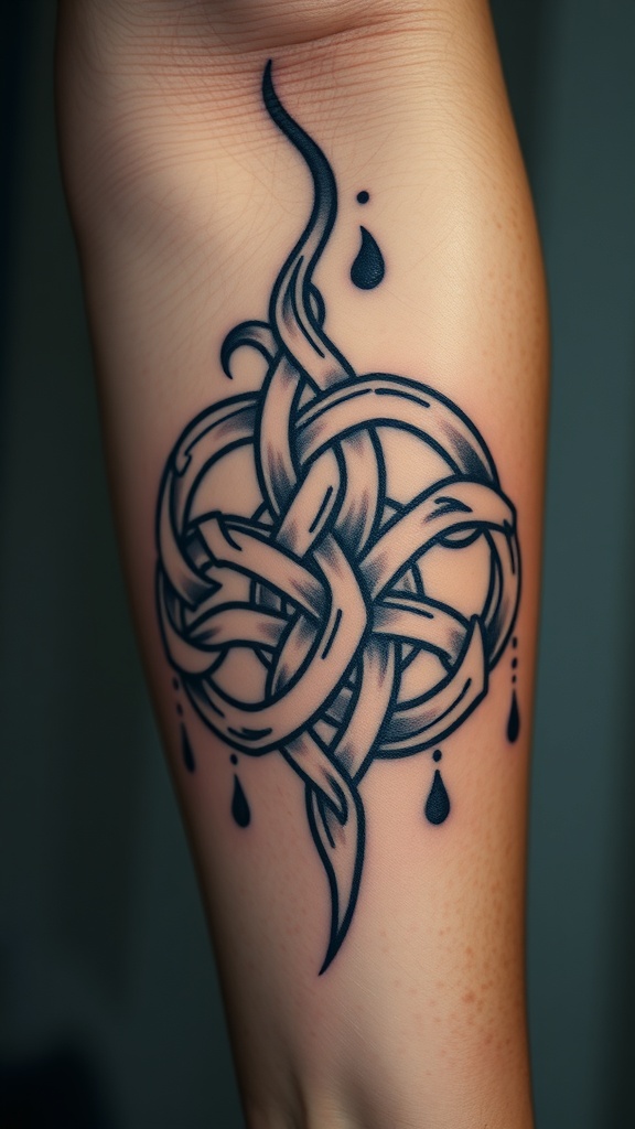 Celtic water knot tattoo on forearm