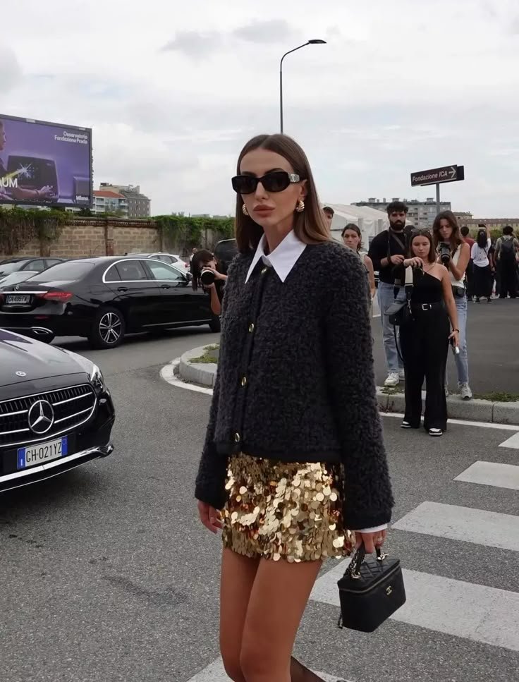 21 Ways To Wear A Sequin Skirt For Added Sparkle | Sequin mini skirt outfit, Metallic skirt outfit, Sequin skirt outfit 21 Ways To Wear A Sequin Skirt For Added Sparkle | Sequin mini skirt outfit, Metallic skirt outfit, Sequin skirt outfit - sparkly skirt outfit