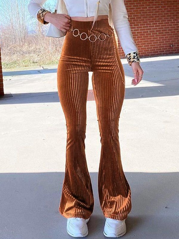 High Waisted Flare Leg Pants High Waisted Flare Leg Pants - brown flare leggings outfit