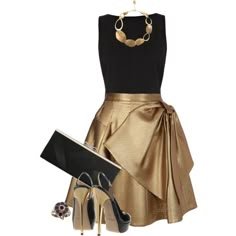 gold skirt outfit