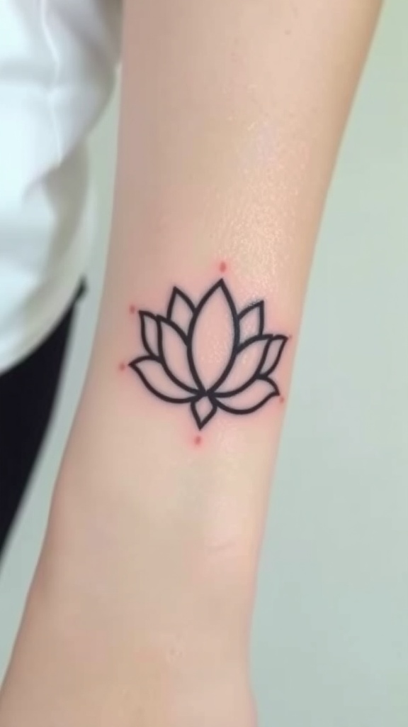 Geometric lotus blossom tattoo on the arm