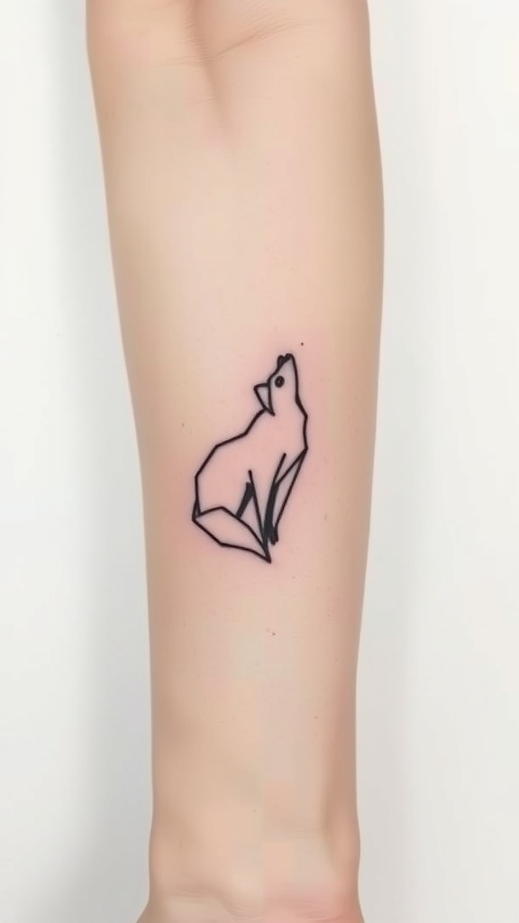 Minimalist fox tattoo featuring geometric triangles