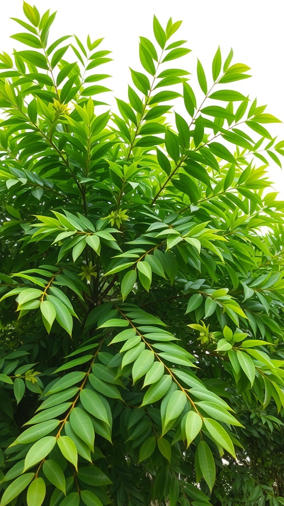 A lush green Moringa tree with vibrant leaves.
