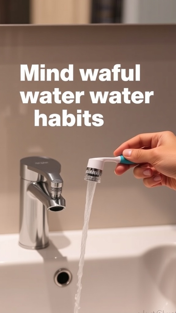 A person demonstrating mindful water use by turning off a faucet.