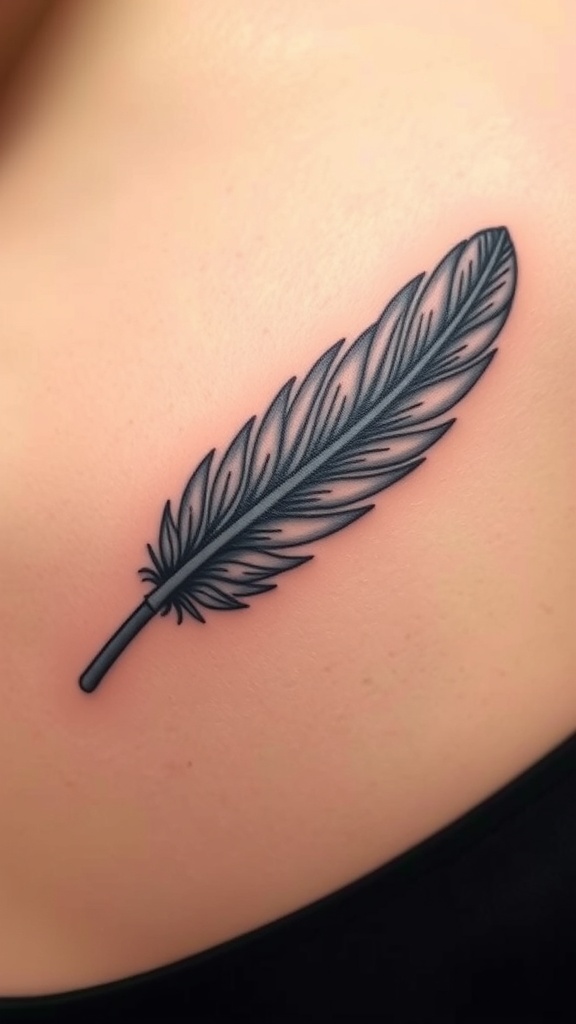 Realistic feather tattoo with shadows