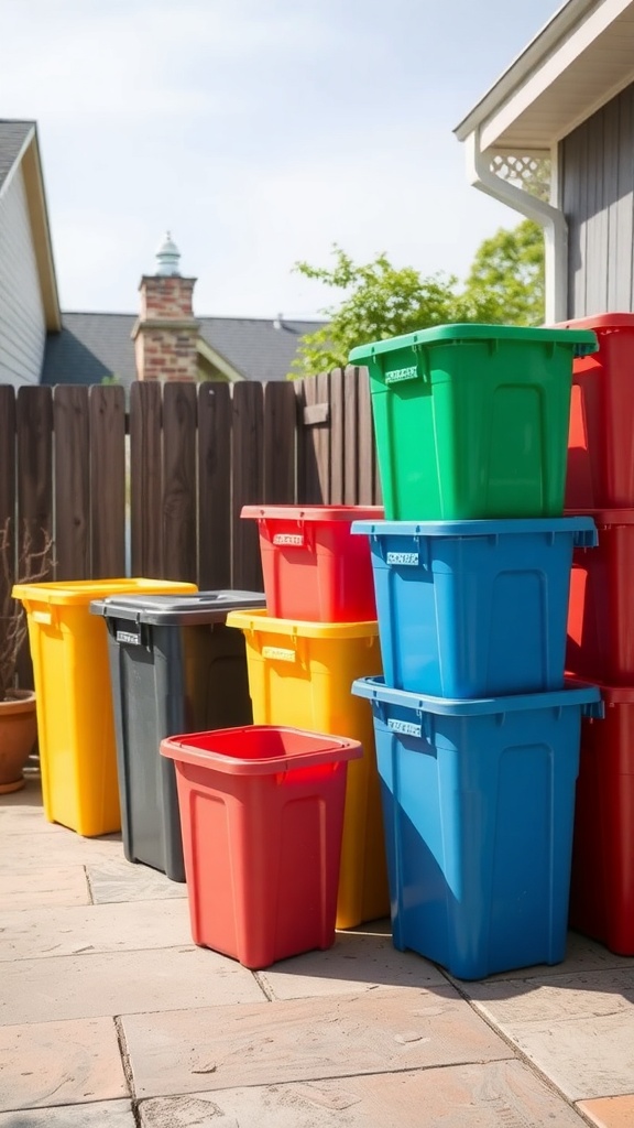 Colorful stackable plastic bins for composting